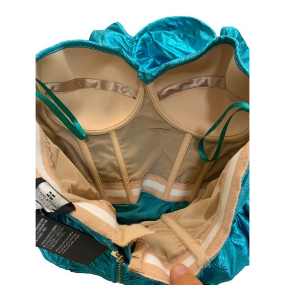 Elizabetta Franchi Metallic Blue Strapless Mini Dress EU 42 US 6 S Club 7030 - Picture 9 of 14